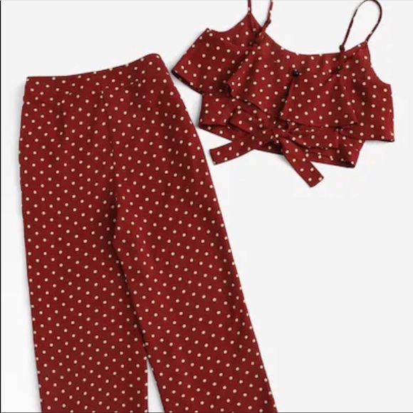 Polka Dot Two Piece Cami & Pants Set Red - Picture 5 of 7